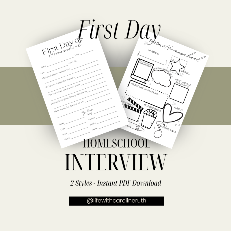 First Day of Homeschool Interview Printable