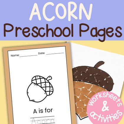 A is for Acorn Preschool Pack Acorn Worksheets and Activities Pre K and Kindergarten