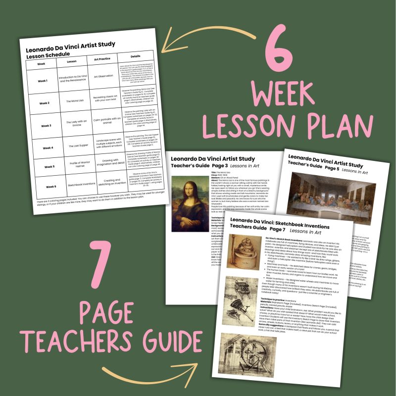 Leonardo Da Vinci Artist Study Unit Family Art History Lesson Plan 6 Weeks - Image 2