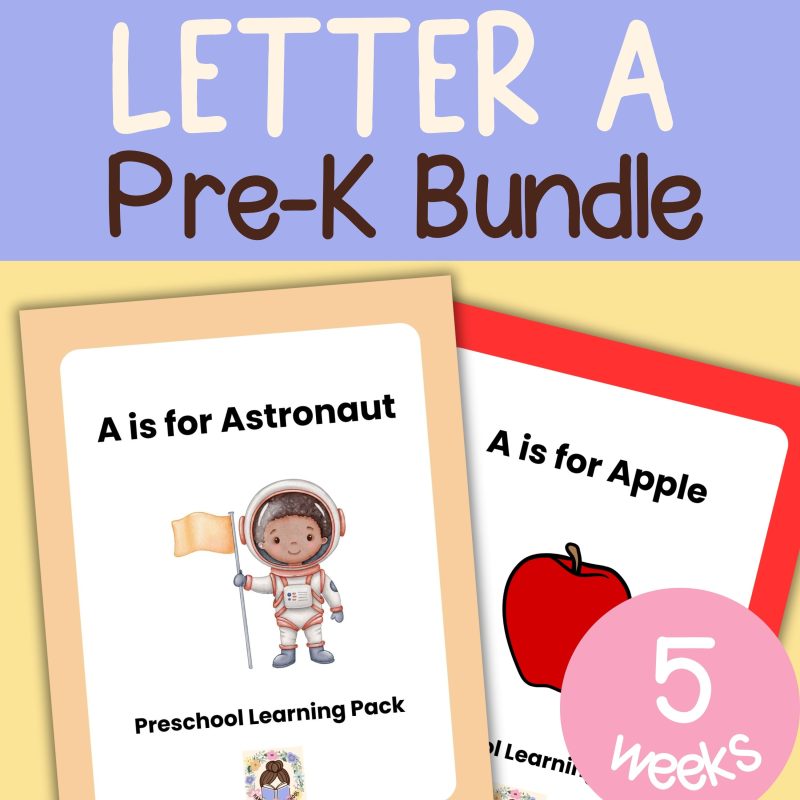 Letter A Preschool Bundle Ant, Alligator, Acorn, Apple, Astronaut Worksheets