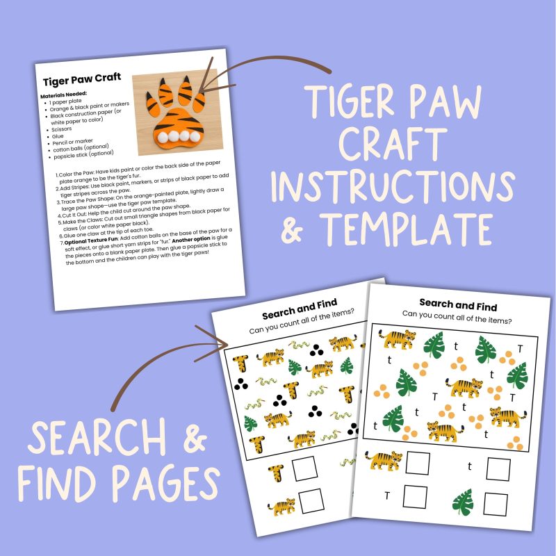 Tiger Preschool Worksheet Letter T Week Lesson Plan - Image 3