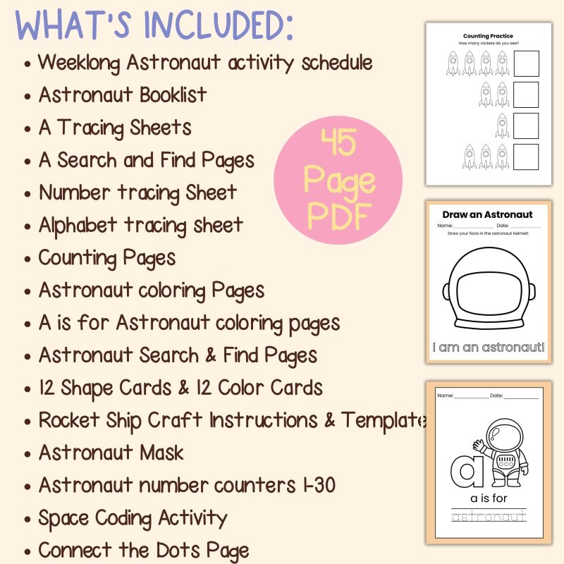 A is for Astronaut Preschool Worksheets and Activities Letter A Week Lesson Plan - Image 4