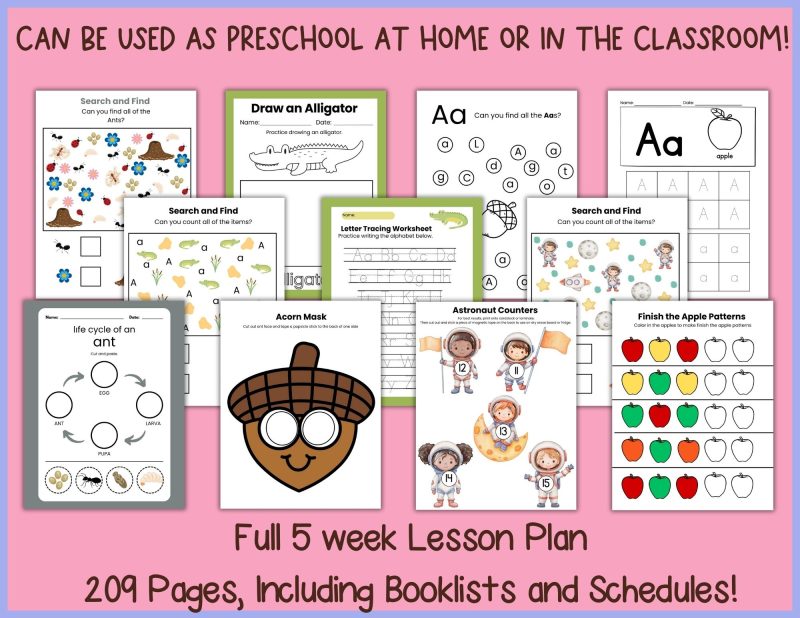 Letter A Preschool Bundle Ant, Alligator, Acorn, Apple, Astronaut Worksheets - Image 4