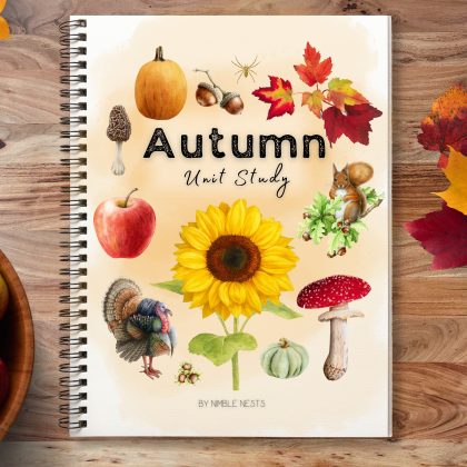 Autumn Unit Study: Squirrel, Bat, Turkey & Spider study - Mushroom, Apple & Sunflower,Fall Activity