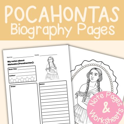 Pocahontas Worksheets and Note Pages Matoaka Biography US History