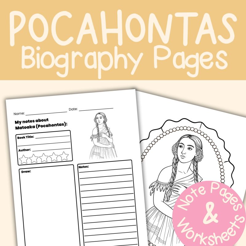 Pocahontas Worksheets and Note Pages Matoaka Biography US History