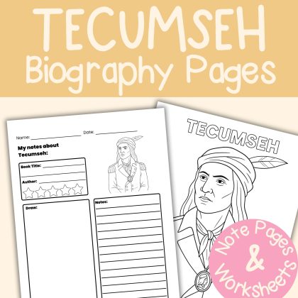 Tecumseh Worksheets and Note Pages Native American History