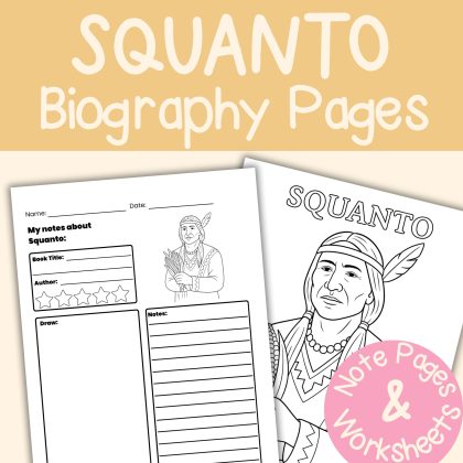Squanto Worksheets and Note Pages Native American History