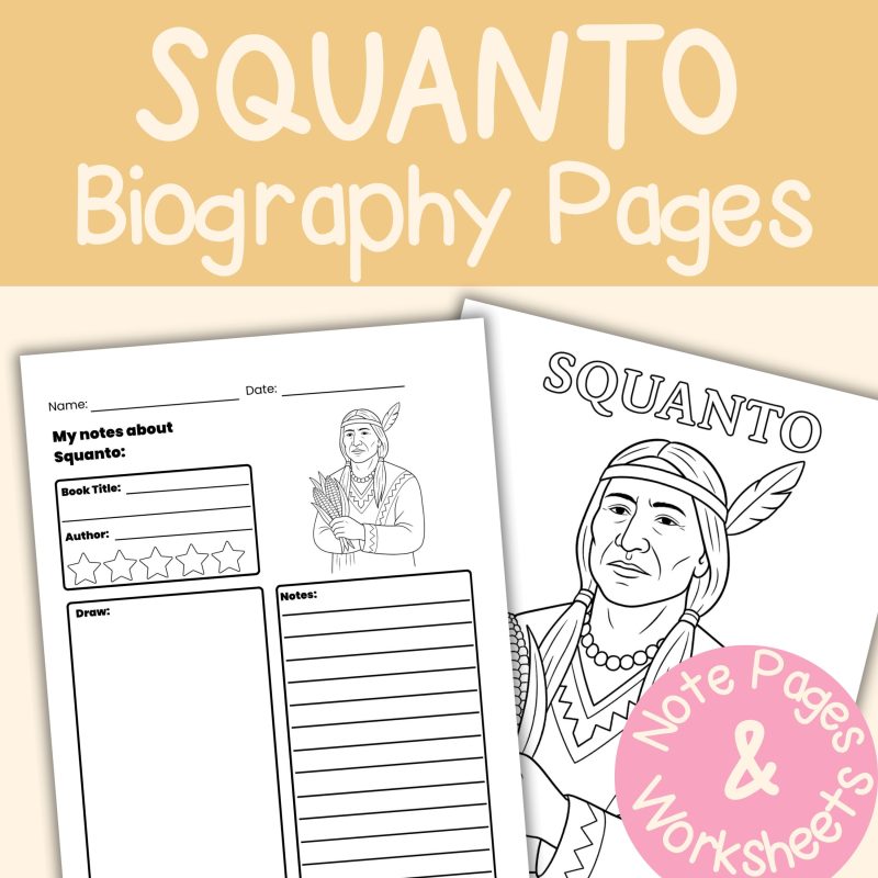 Squanto Worksheets and Note Pages Native American History