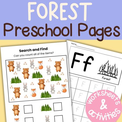F is for Forest Preschool Worksheets and Lesson Plan F Week