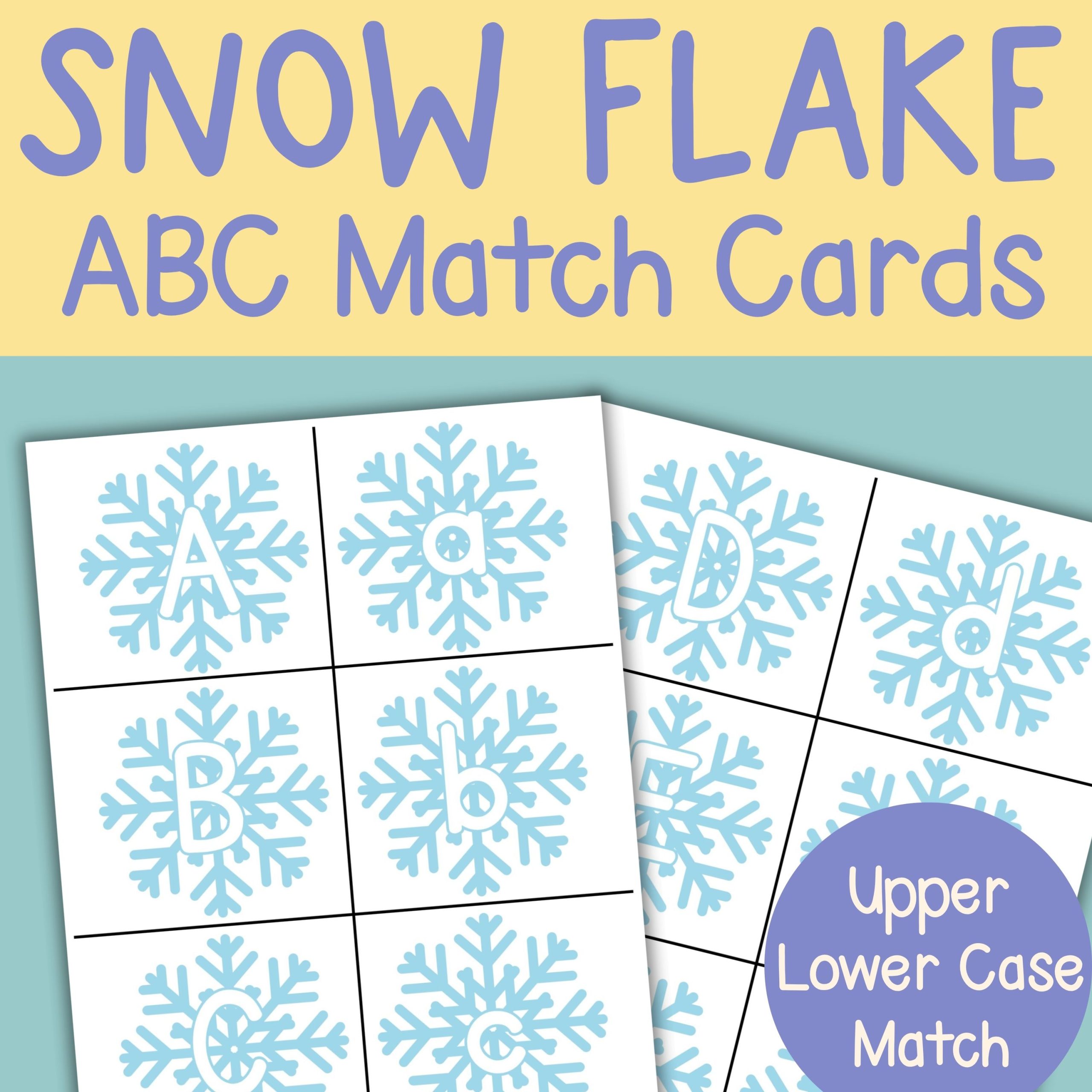 Snow Flake Alphabet Match Cards Upper and Lower Case Activity