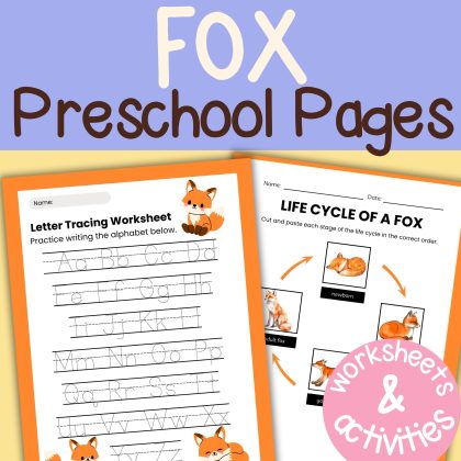 F is Fox Preschool Lesson Plan Worksheets and Activities