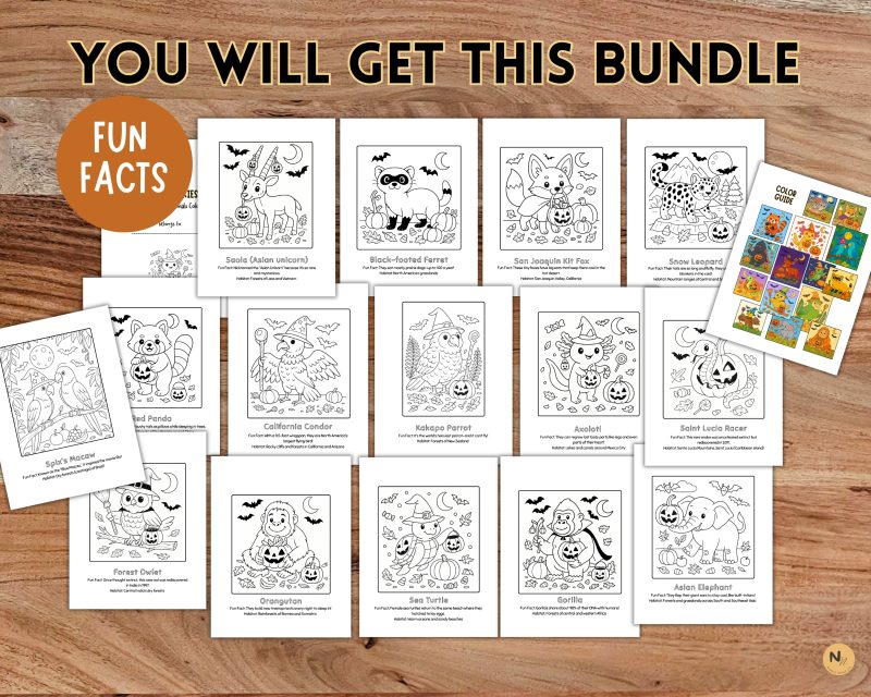 Halloween Animal Coloring | 15 Endangered Animals in Costumes,Educational Halloween Activity for Kid - Image 2