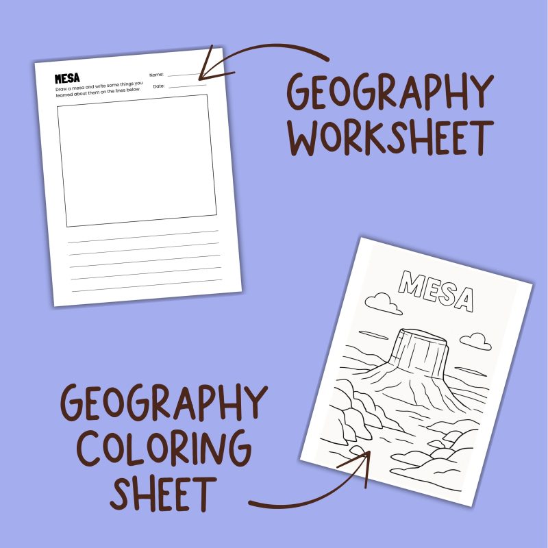 Mountain and Highlands Geography Bundle; 12 Landforms Worksheets, Visual Aids and Coloring Pages - Image 3