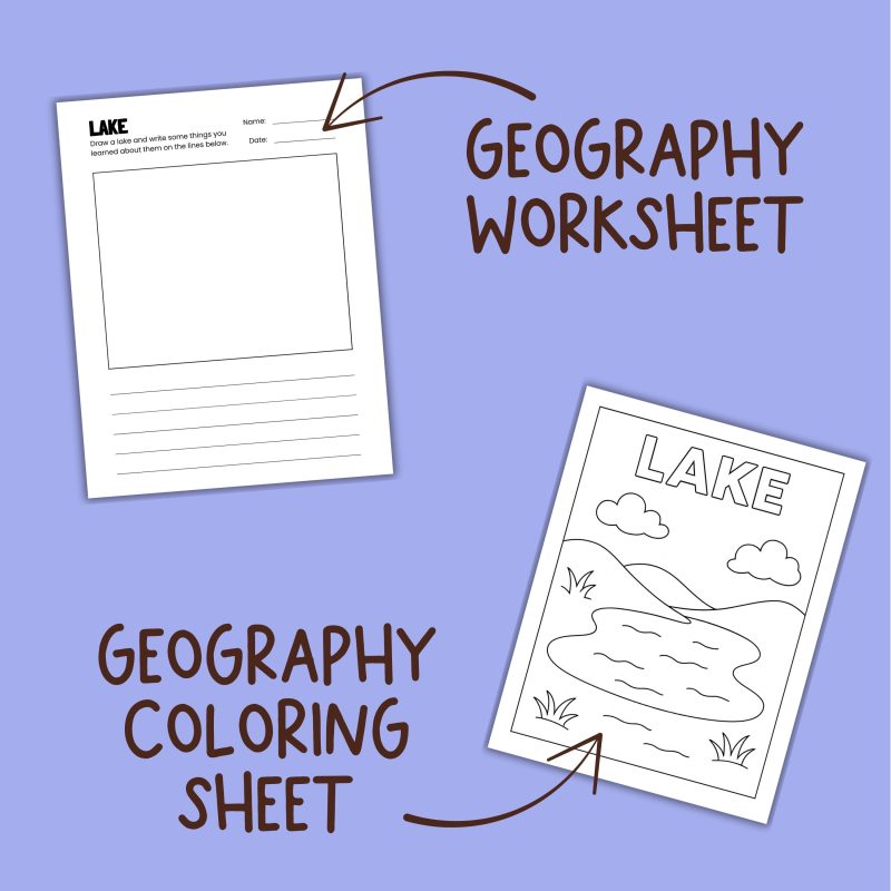 Rivers & Lakes Geography Bundle: Worksheets, Coloring Pages, Visual Aids & Flash Cards - Image 3