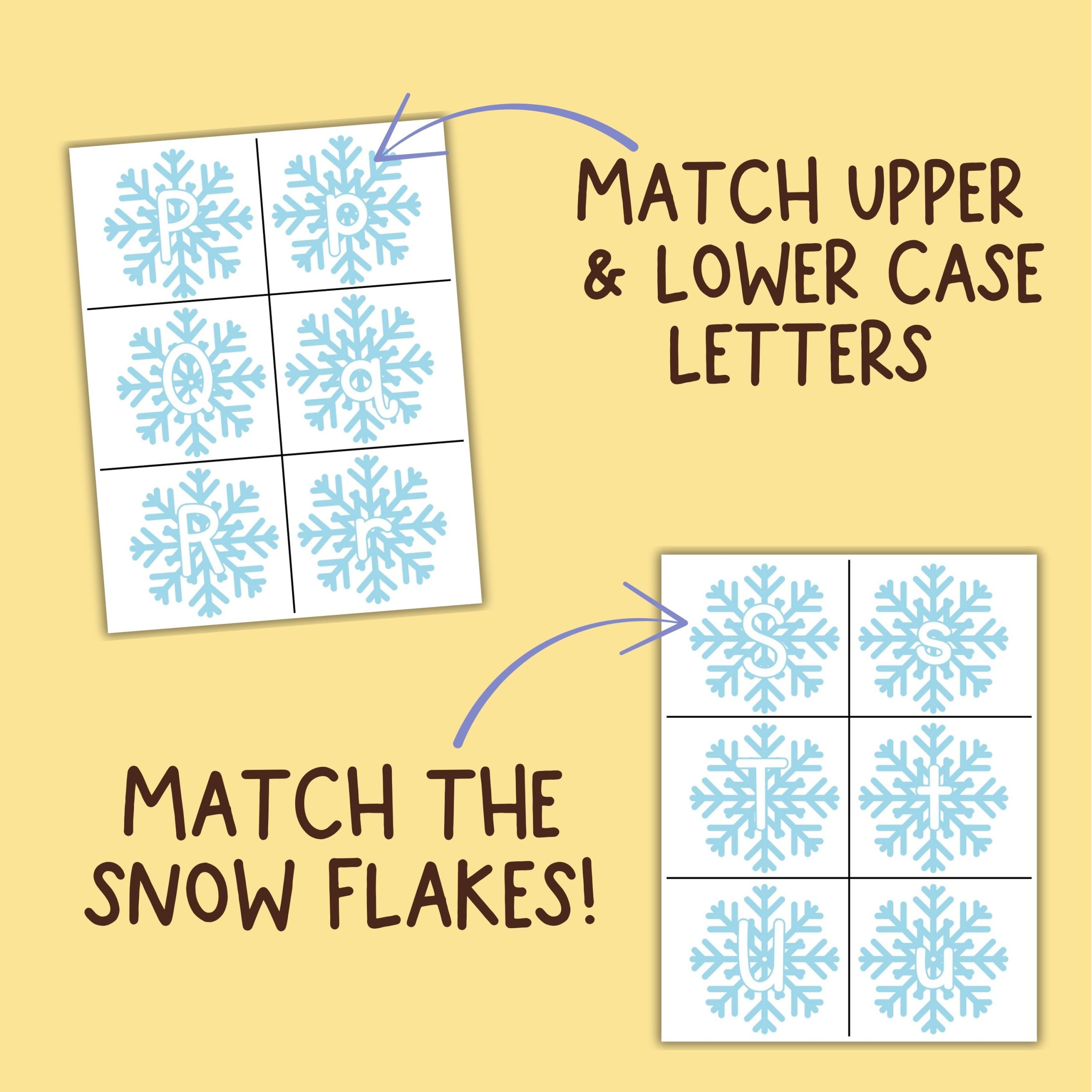 Snow Flake Alphabet Match Cards Upper and Lower Case Activity - Image 3