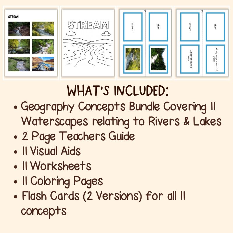 Rivers & Lakes Geography Bundle: Worksheets, Coloring Pages, Visual Aids & Flash Cards - Image 4