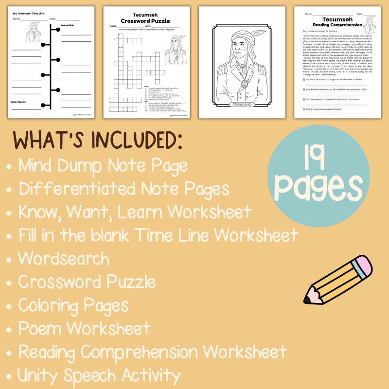 Tecumseh Worksheets and Note Pages Native American History - Image 3