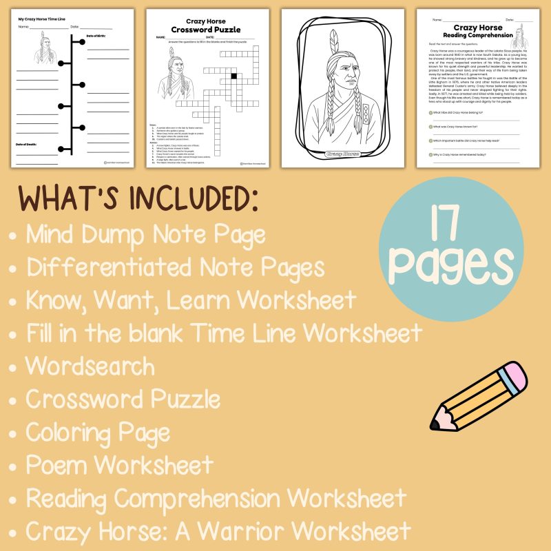 Crazy Horse Worksheets & Note Pages Native American History - Image 3