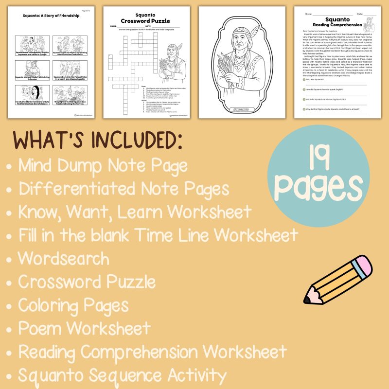 Squanto Worksheets and Note Pages Native American History - Image 4