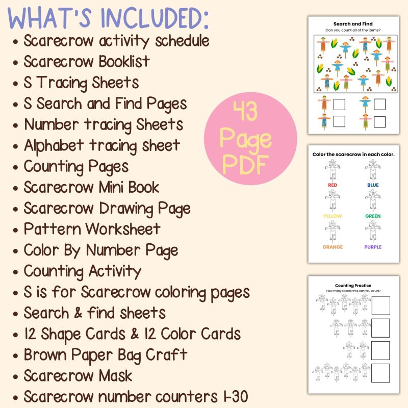 S is for Scarecrow Preschool Lesson Plan Worksheets and Activities - Image 4