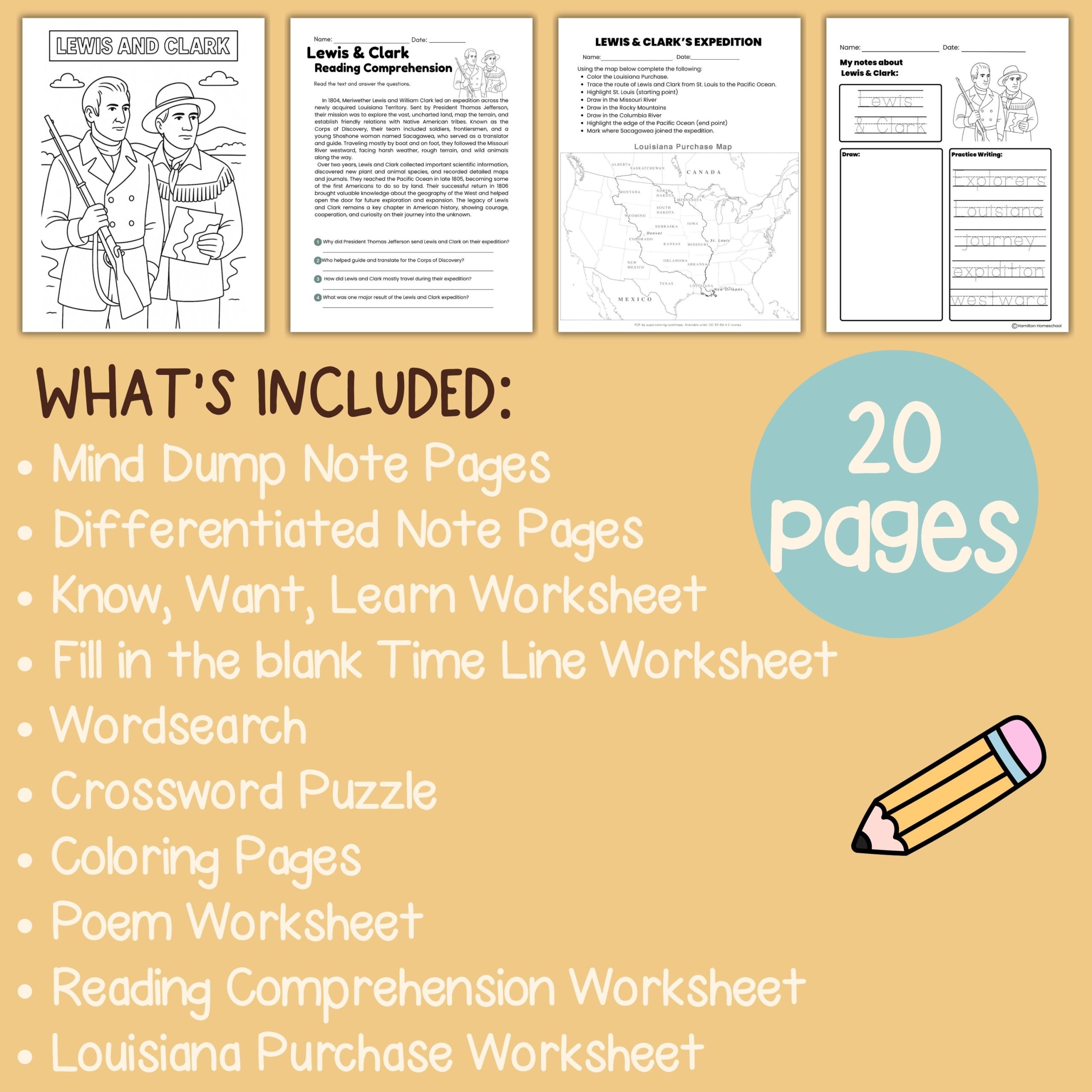 Lewis & Clark Worksheets and Note Pages American History Early Explorers Unit - Image 4