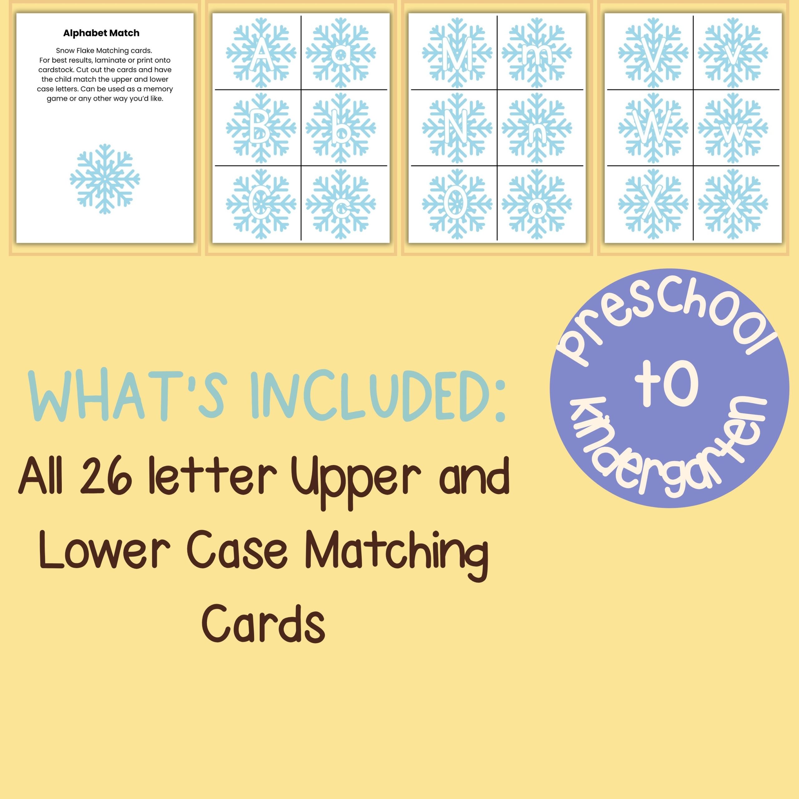 Snow Flake Alphabet Match Cards Upper and Lower Case Activity - Image 4
