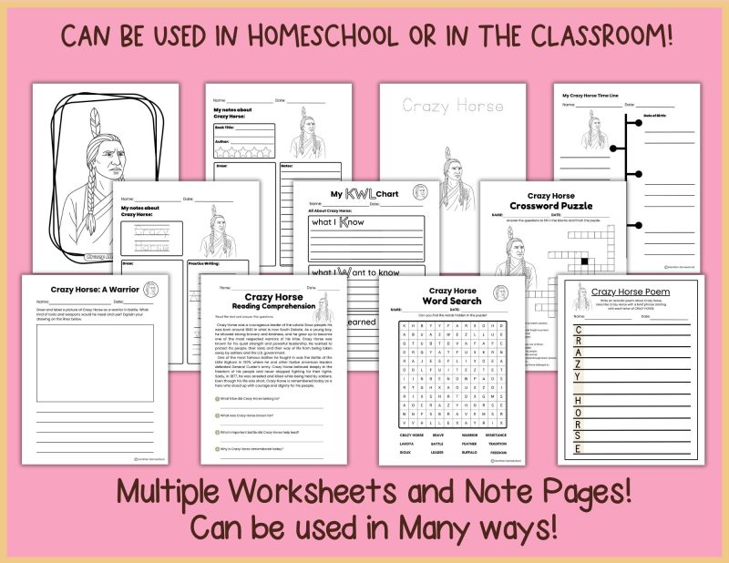 Crazy Horse Worksheets & Note Pages Native American History - Image 4
