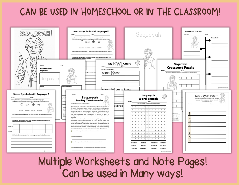 Sequoyah Worksheets and Note Pages Native American History - Image 3