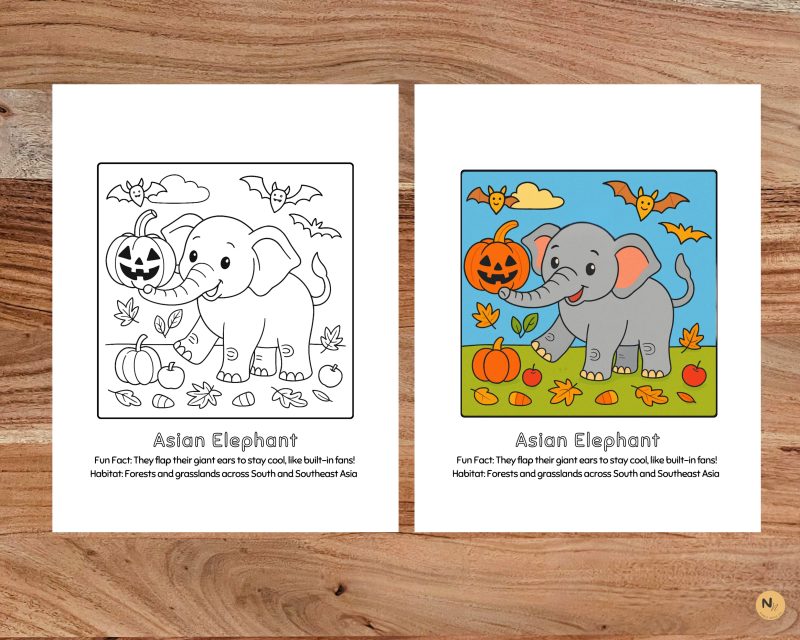 Halloween Animal Coloring | 15 Endangered Animals in Costumes,Educational Halloween Activity for Kid - Image 6